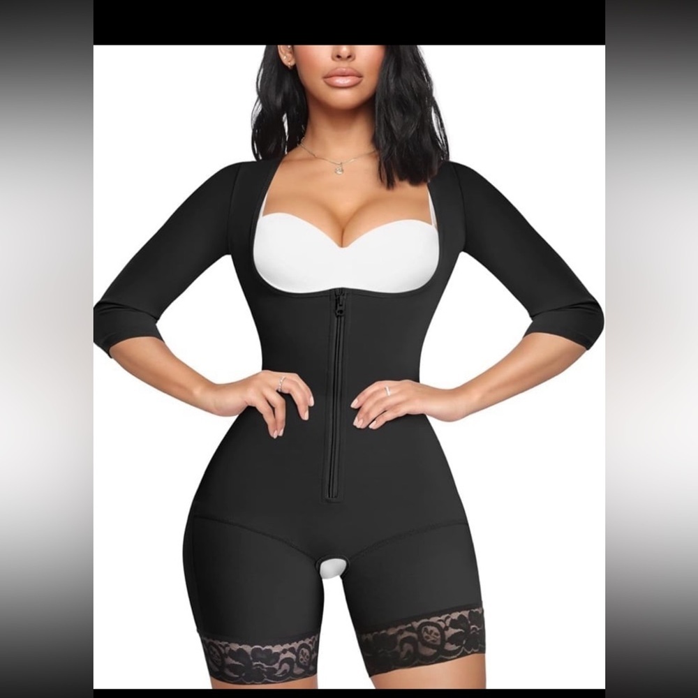 MERYOSZ Full Body Women Zipper Tummy Control Bodysuit Upper Arm Shaper NWT 2XL